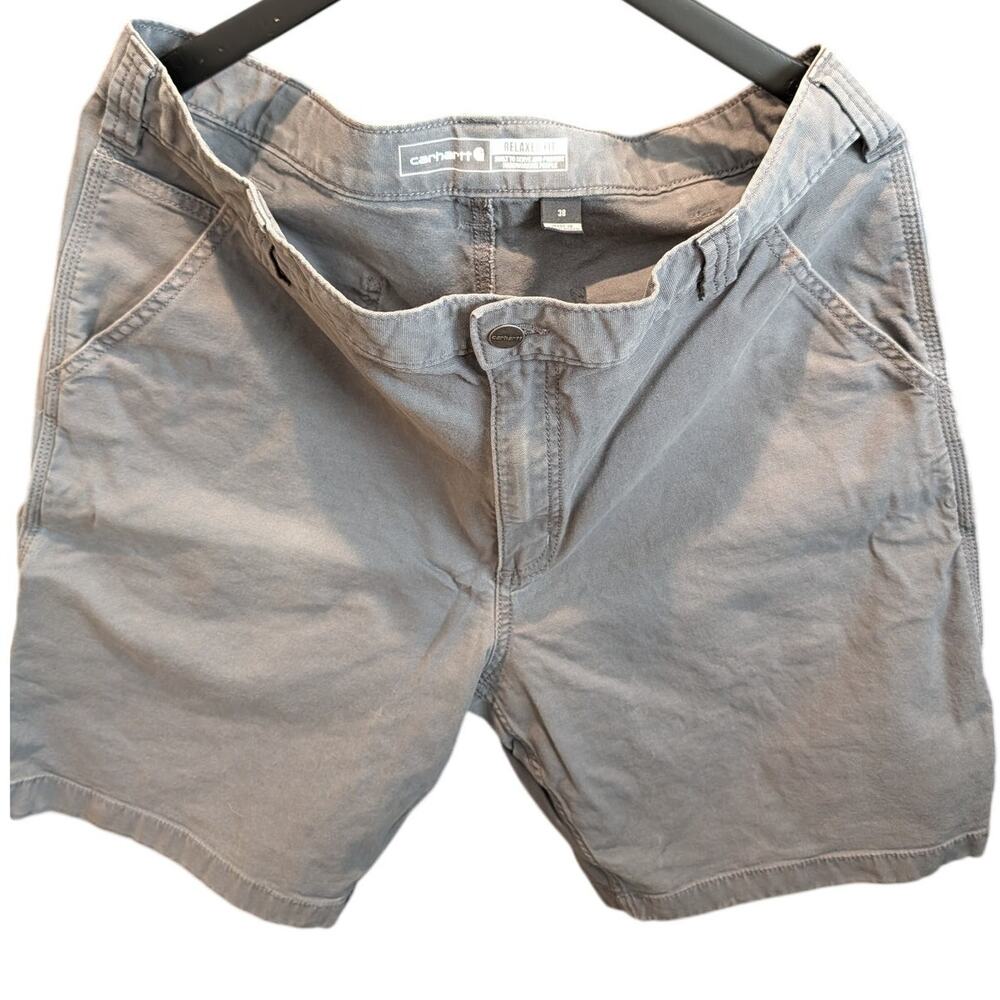Carhartt Mens 38 Relaxed Fit Gray Canvas Work Shorts Utility Casual